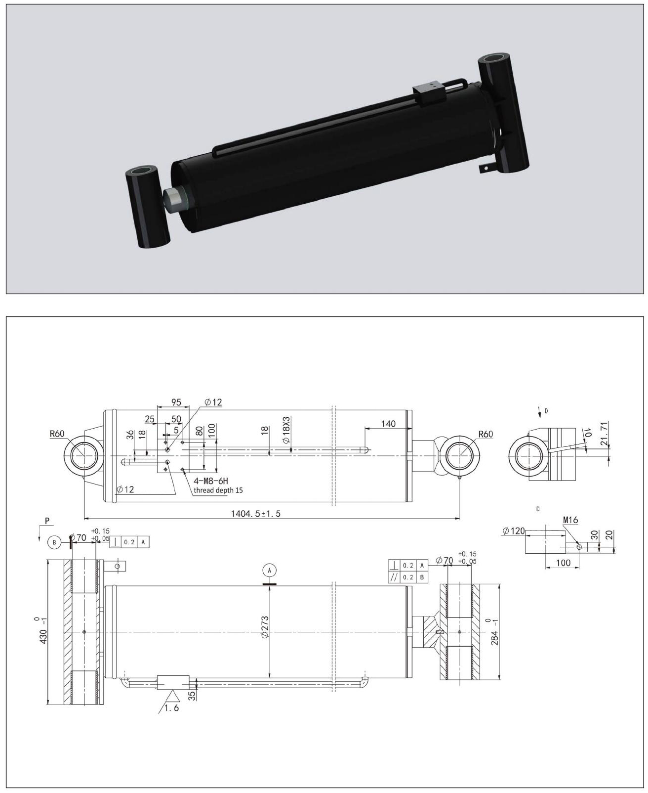 Hydraulikzylinder 2 (11) einer Baumaschine