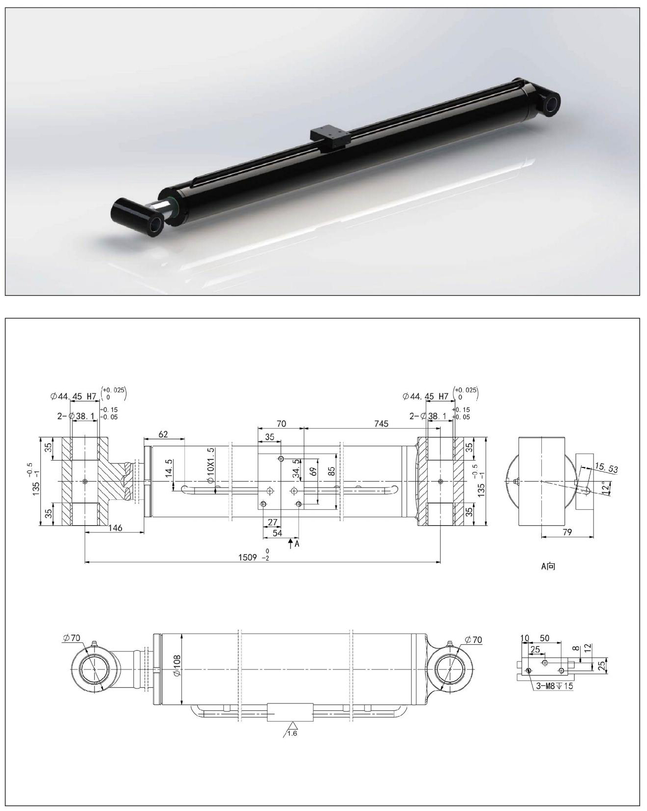 Hydraulische cilinder 2 (15) van bouwmachines