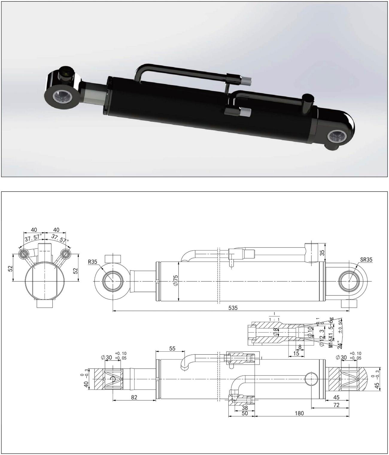 Hydraulische cilinder 2 (24) van bouwmachines
