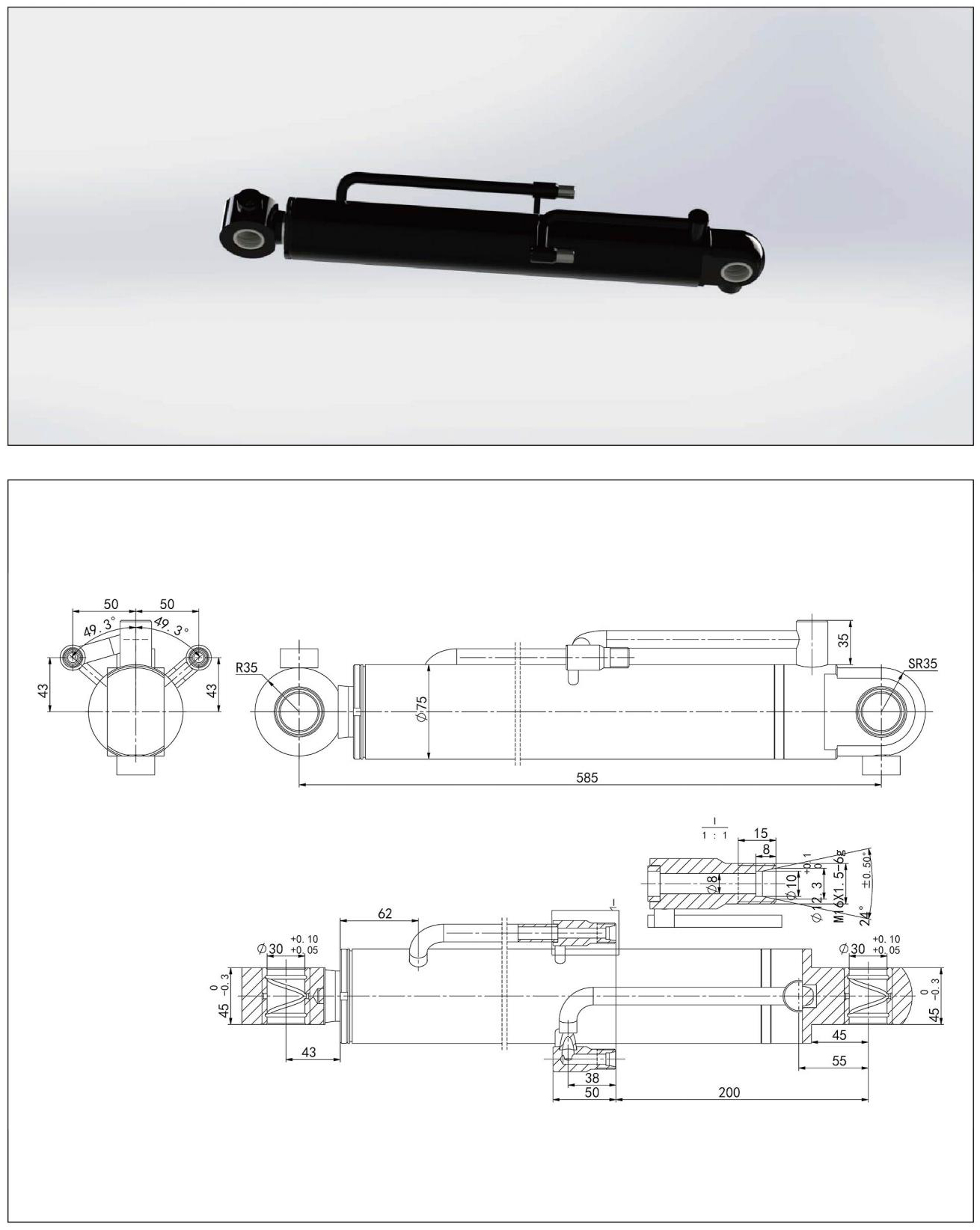 Hydraulische cilinder 2 (25) van bouwmachines