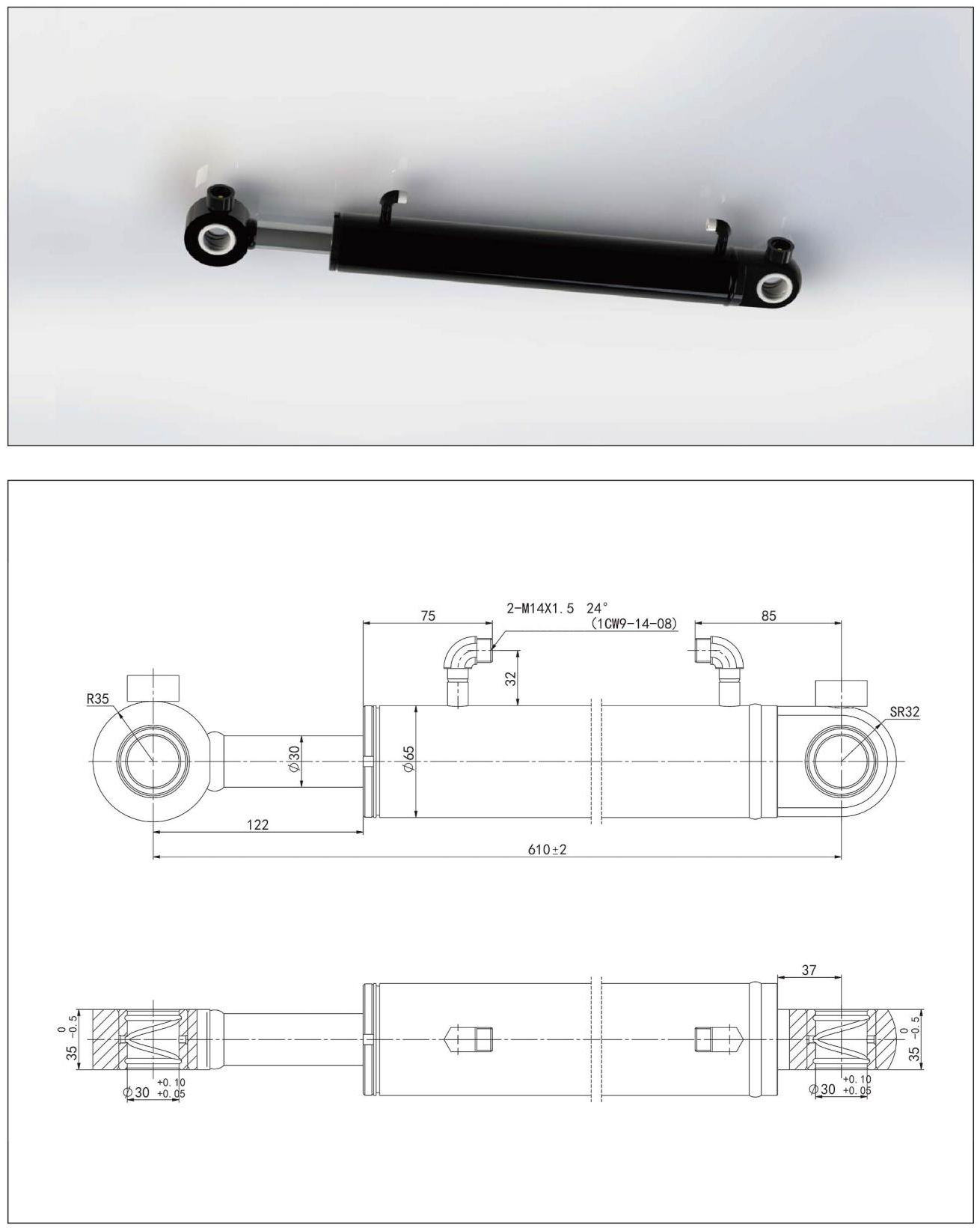 Hydraulische cilinder 2 (27) van bouwmachines