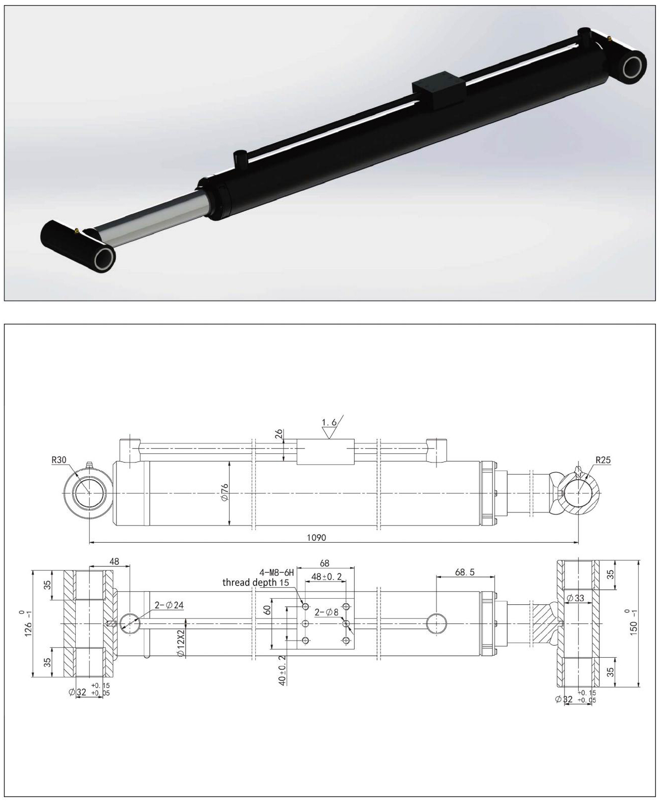 Hydraulikzylinder 2 (6) einer Baumaschine